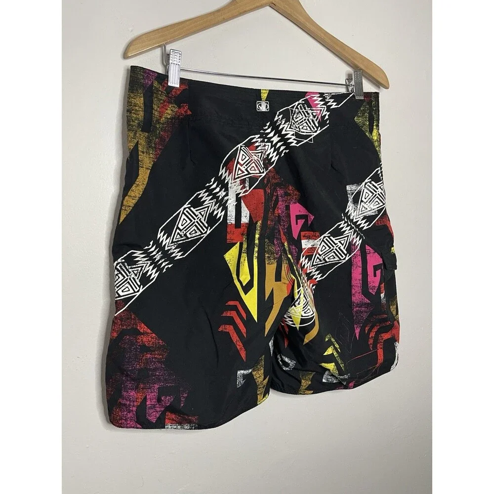 Body glove Men's 34 Black Neon Print Board Shorts 9
